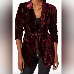 Good American Crushed Velvet Drawcord Waisted Velvet Blazer Size 5 (2XL) NWT